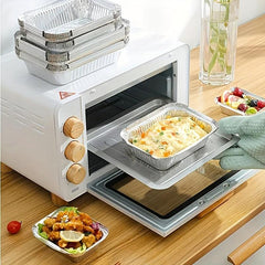50Pcs Disposable Aluminum Foil Baking Pan With Cover - 17.53cmX11.43cmX4.06cm