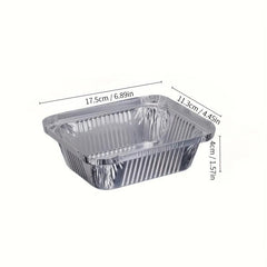 50Pcs Disposable Aluminum Foil Baking Pan With Cover - 17.53cmX11.43cmX4.06cm
