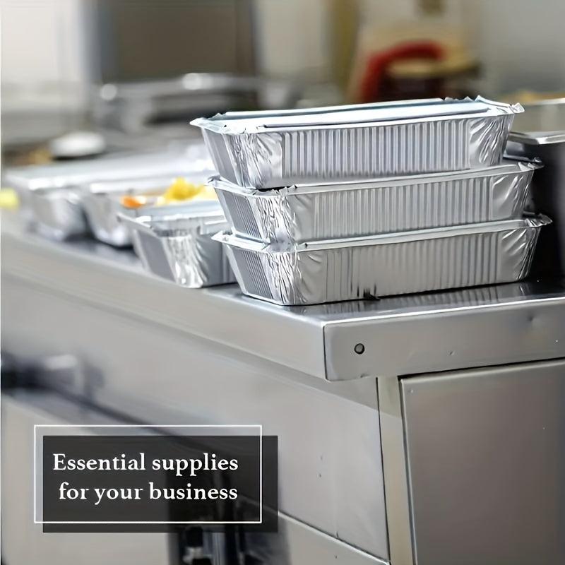 50Pcs Disposable Aluminum Foil Baking Pan With Cover - 17.53cmX11.43cmX4.06cm