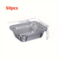 50Pcs Disposable Aluminum Foil Baking Pan With Cover - 17.53cmX11.43cmX4.06cm
