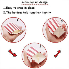 10pcs Popcorn Serving Bags Classic Striped Party Favors