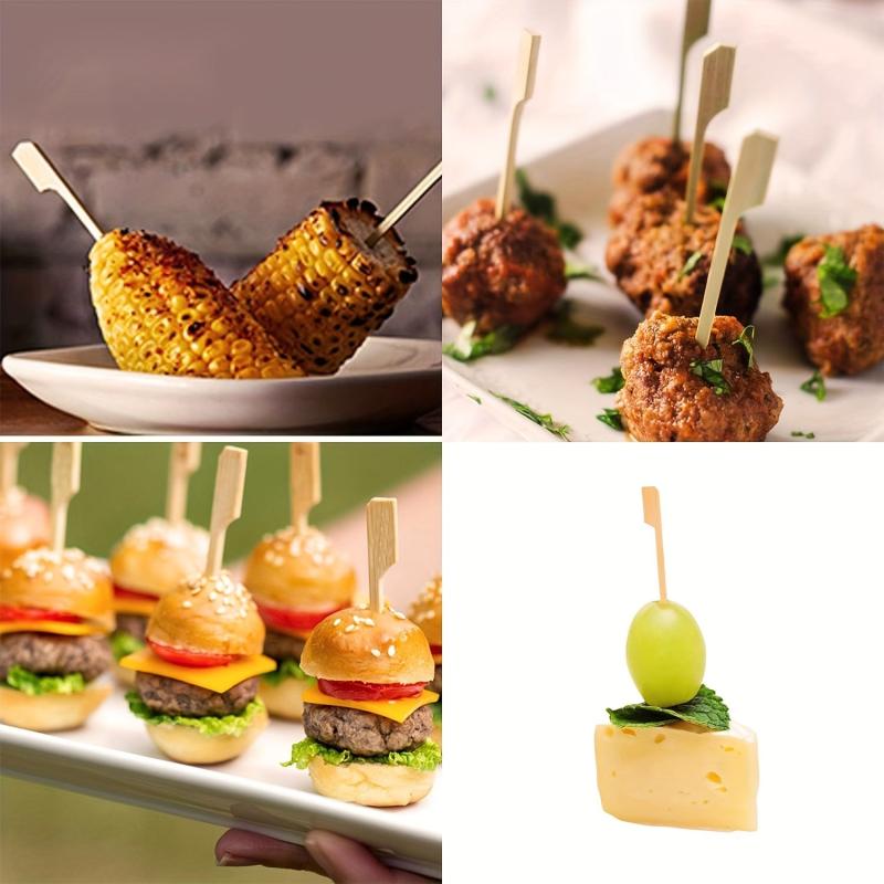 50 Pcs Bamboo Paddle Skewers for Holiday Party Appetizers Cocktails Fruit