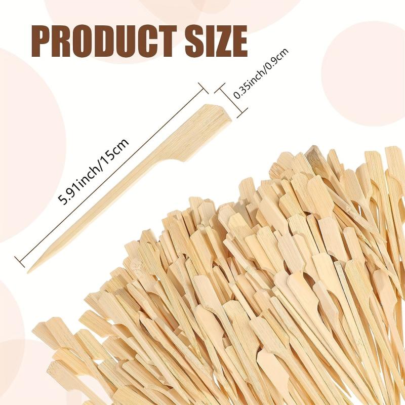 50 Pcs Bamboo Paddle Skewers for Holiday Party Appetizers Cocktails Fruit