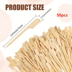 50 Pcs Bamboo Paddle Skewers for Holiday Party Appetizers Cocktails Fruit