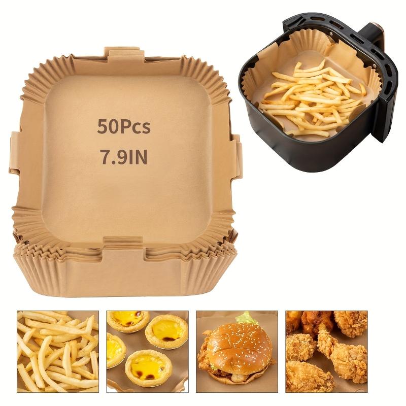 50pcs Air Fryer Paper Tray Non Stick Disposable Lining Food With Lugs
