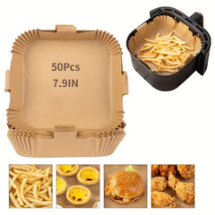 50pcs Air Fryer Paper Tray Non Stick Disposable Lining Food With Lugs