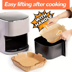 50pcs Air Fryer Paper Tray Non Stick Disposable Lining Food With Lugs
