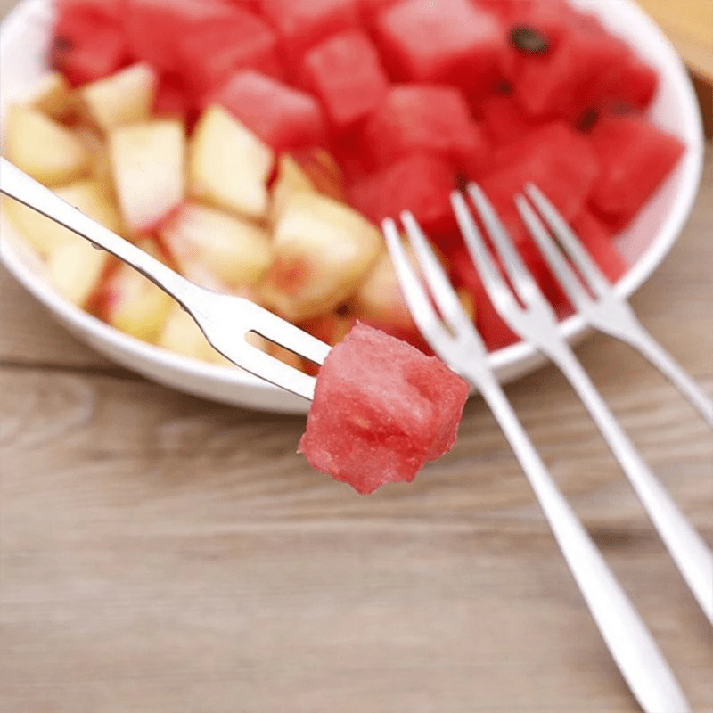 5pcs Stainless Steel Fruit Forks Mini Cake Forks For Picnic