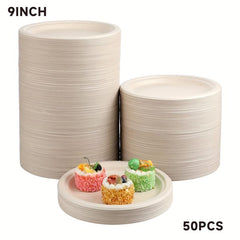 125 Pcs Compostable Heavy Duty Disposable Paper Plates 22.86 cm