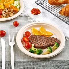 125 Pcs Compostable Heavy Duty Disposable Paper Plates 22.86 cm