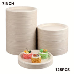 125 Pcs Compostable Heavy Duty Disposable Paper Plates 22.86 cm