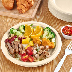 125 Pcs Compostable Heavy Duty Disposable Paper Plates 22.86 cm