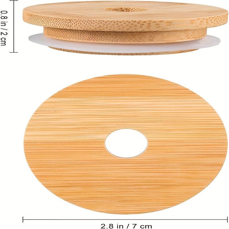 Bamboo Jar Lids with Straw Hole for Mason Jars, Leak Proof, Reusable