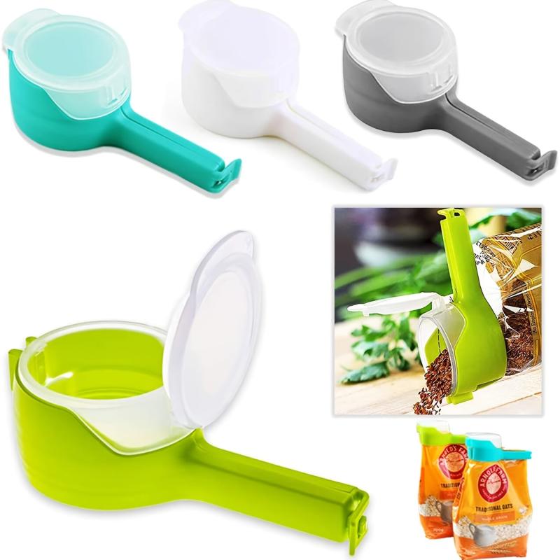 4pcs Food Bag Clips with Pour Spouts, Kitchen Chip Sealer Clips