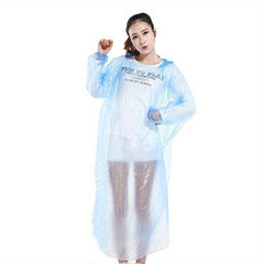 10 Pcs Disposable Rain Ponchos for Adults Waterproof Raincoat with Hood