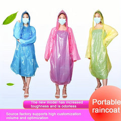 10 Pcs Disposable Rain Ponchos for Adults Waterproof Raincoat with Hood