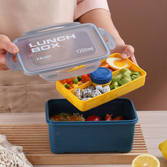 Portable Grided Lunch Box Microwave Bento Box Leakproof Container