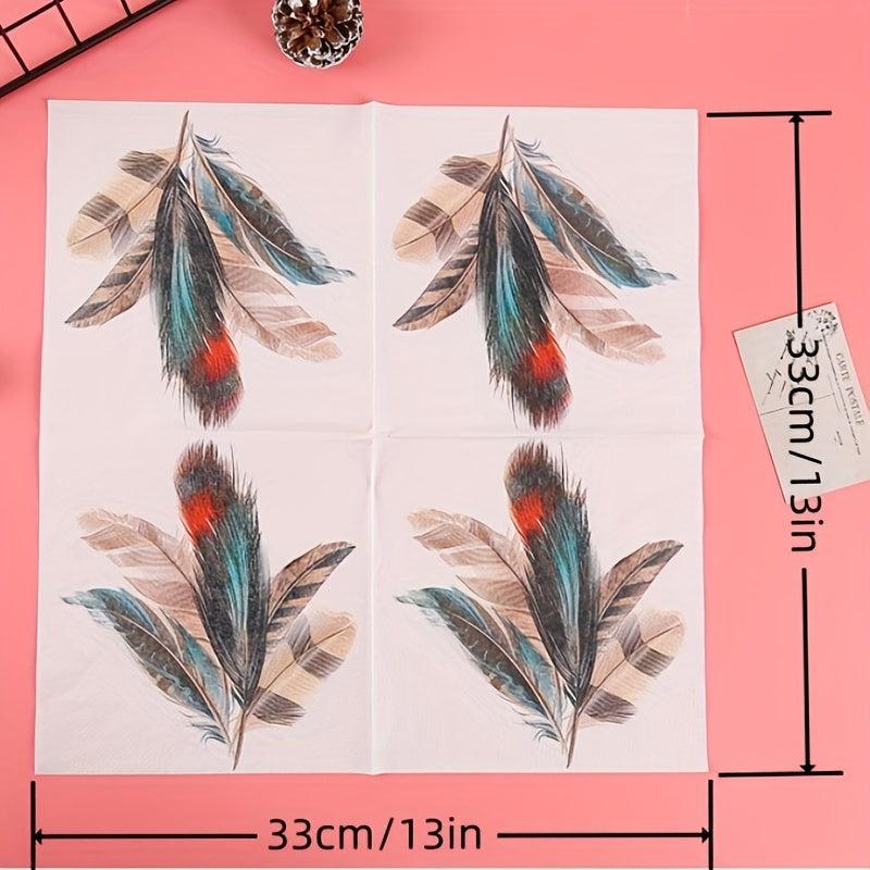 20pcs Square Flower Paper Napkins for Table Decoration and Wine Glass Holder