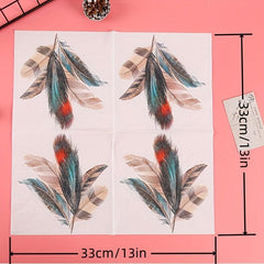 20pcs Square Flower Paper Napkins for Table Decoration and Wine Glass Holder