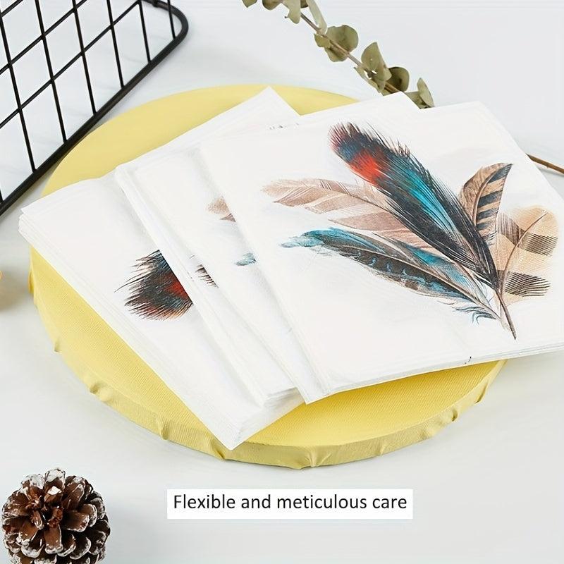 20pcs Square Flower Paper Napkins for Table Decoration and Wine Glass Holder