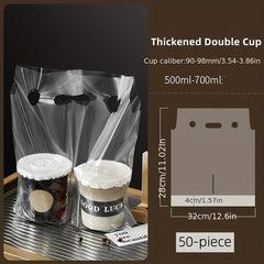 50pcs Thickened Takeout Bags for Drinks Milk Juice Beverage Packaging Bags