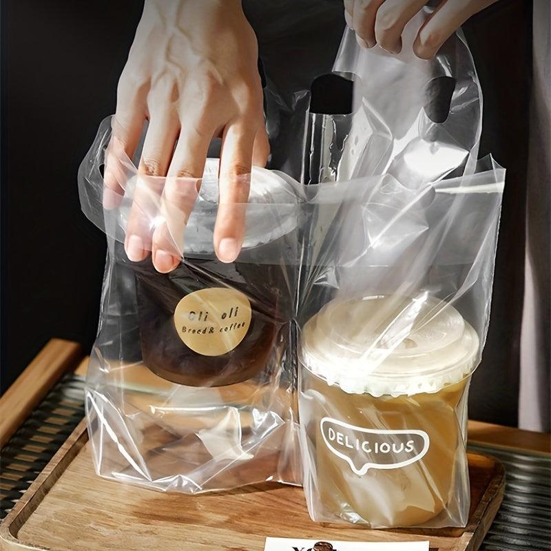 50pcs Thickened Takeout Bags for Drinks Milk Juice Beverage Packaging Bags