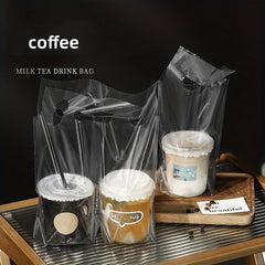 50pcs Thickened Takeout Bags for Drinks Milk Juice Beverage Packaging Bags