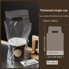 50pcs Thickened Takeout Bags for Drinks Milk Juice Beverage Packaging Bags