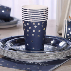 30pcs Navy Dinnerware Set Plates And Napkins Party Supplies