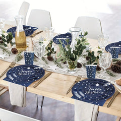 30pcs Navy Dinnerware Set Plates And Napkins Party Supplies
