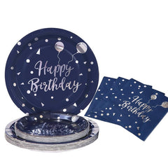 30pcs Navy Dinnerware Set Plates And Napkins Party Supplies