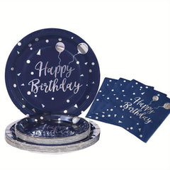 30pcs Navy Dinnerware Set Plates And Napkins Party Supplies