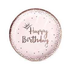 20pcs Rose Golden Birthday Party Tableware Set Girl Birthday Paper Tray Towel