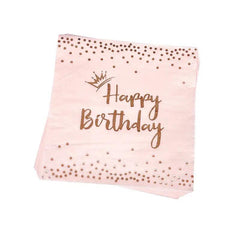 20pcs Rose Golden Birthday Party Tableware Set Girl Birthday Paper Tray Towel