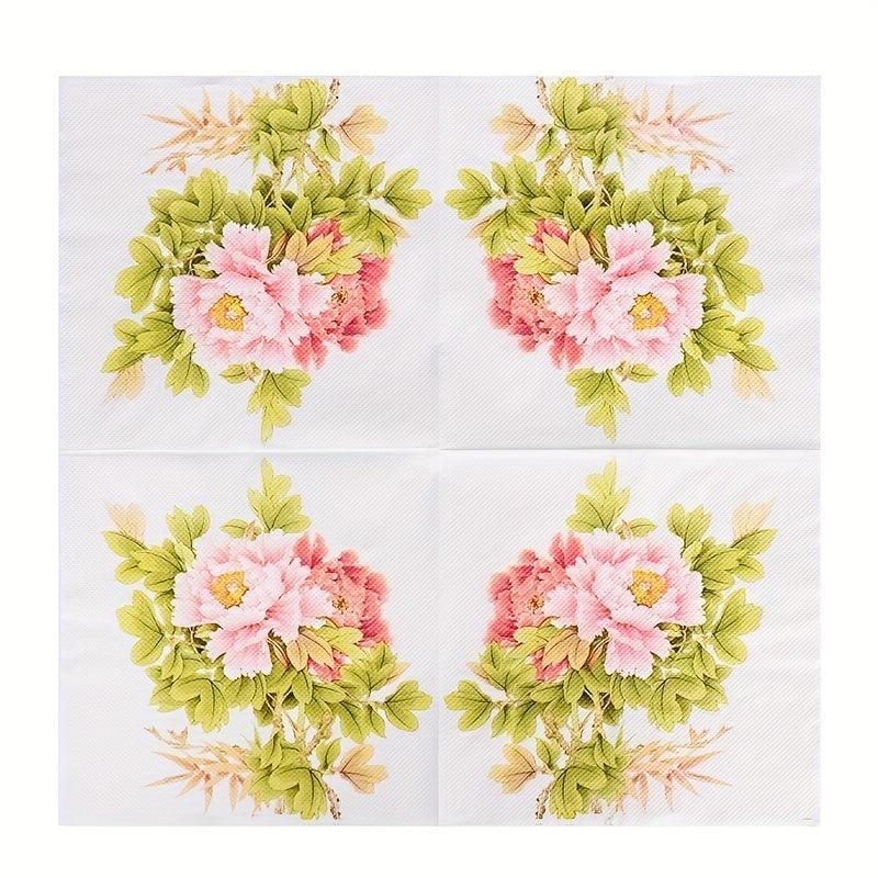 20pcs Peony Flower Disposable Napkins for Wedding Party Supplies
