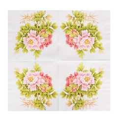 20pcs Peony Flower Disposable Napkins for Wedding Party Supplies