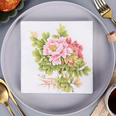 20pcs Peony Flower Disposable Napkins for Wedding Party Supplies