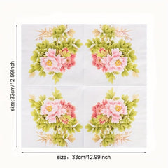 20pcs Peony Flower Disposable Napkins for Wedding Party Supplies