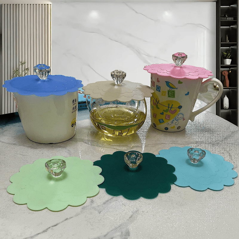 6pcs Silicone Glass Cup Covers for Hot/Cold Drinks, Stylish Beverage Protection