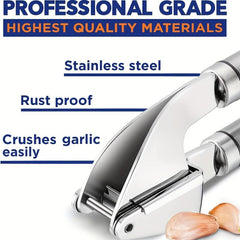 Stainless Steel Garlic Press Set with Peeler Brush