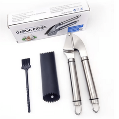 Stainless Steel Garlic Press Set with Peeler Brush