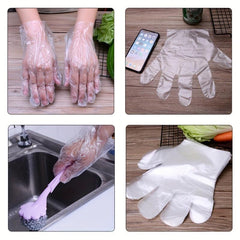 200Pcs Disposable Polyethylene Clear Gloves for Food Handling Cooking Cleaning