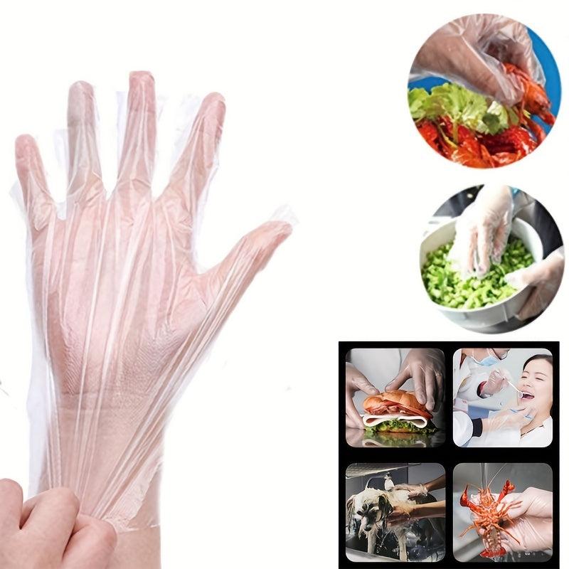 200Pcs Disposable Polyethylene Clear Gloves for Food Handling Cooking Cleaning
