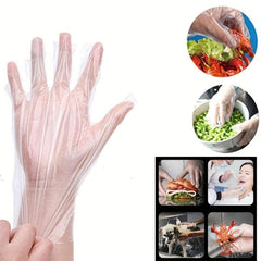 200Pcs Disposable Polyethylene Clear Gloves for Food Handling Cooking Cleaning