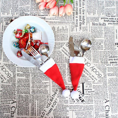21PCS Christmas Tableware Fork Set Hat Storage Mini Stuff Novelty Tool