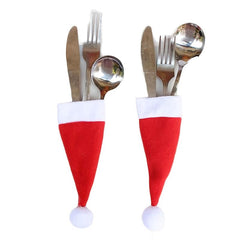 21PCS Christmas Tableware Fork Set Hat Storage Mini Stuff Novelty Tool
