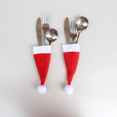 21PCS Christmas Tableware Fork Set Hat Storage Mini Stuff Novelty Tool