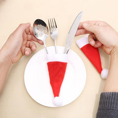 21PCS Christmas Tableware Fork Set Hat Storage Mini Stuff Novelty Tool