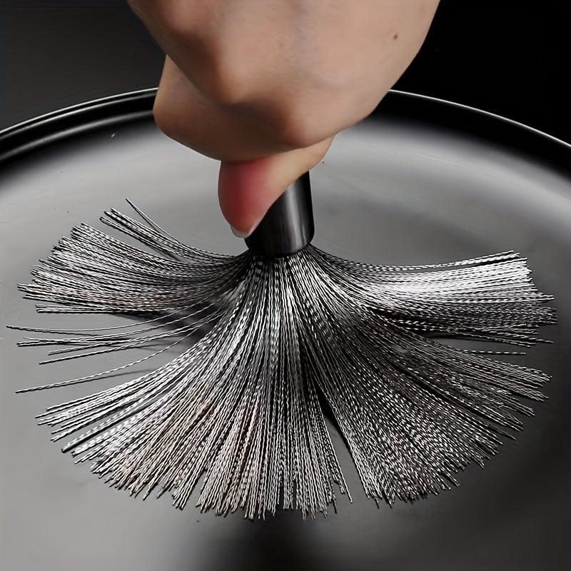 Stainless Steel Pot Cleaning Brush with Long Handle for Kitchen