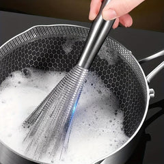 Stainless Steel Pot Cleaning Brush with Long Handle for Kitchen